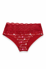 Dantelli Baskılı Seksi Kırmızı Slip XM1021