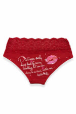Dantelli Baskılı Seksi Kırmızı Slip XM1022