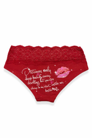 Dantelli Baskılı Seksi Kırmızı Slip XM1022