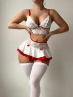 Beyaz Fantezi Seksi Dantelli Kostüm DW86T6YT37