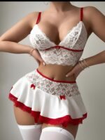 Beyaz Fantezi Seksi Dantelli Kostüm DW86T6YT37