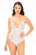 Beyaz Fantezi Seksi Dantelli Transparan Body