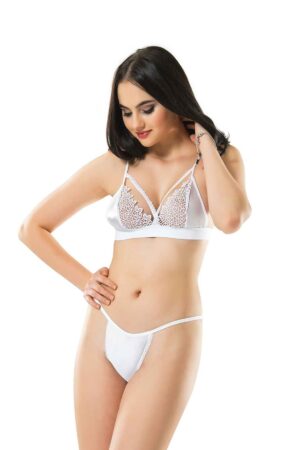 Beyaz Fantezi Seksi Güpür Detaylı Sütyen Takımı
