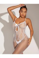 Beyaz Fantezi Seksi Özel Bölgesi Açık Vücut Çorabı EAUG40U7UU