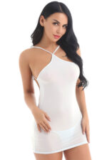 Beyaz Fantezi Seksi Transparan Mini Elbise TP101592