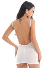 Beyaz Fantezi Seksi Transparan Mini Elbise TP101592