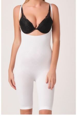 Beyaz Göğsü Açık Body Korse