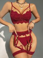 Bordo Fantezi Seksi Jartiyer Takımı O971Q3Y37V