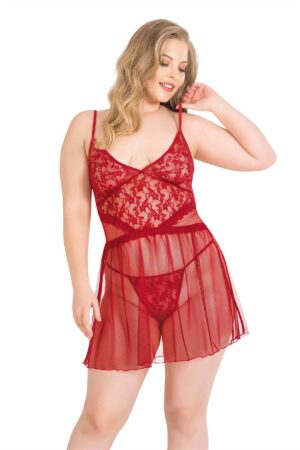 Deluxerie Ensemble de Babydoll Grande-Taille Perla