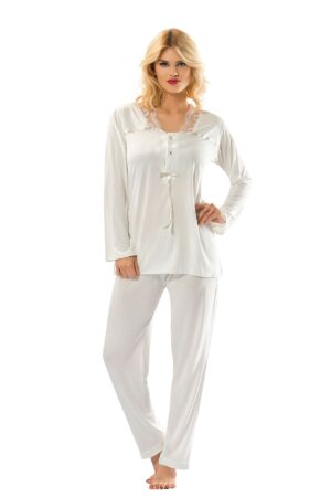 Ekru Çeyizlik Pijama Takımı
