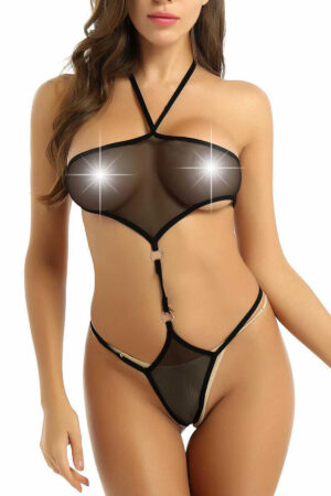 Fantezi Seksi Büyük Beden Transparan Bodysuit B-661137