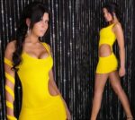 Fantezi Seksi Pencere Detaylı Derin Göğüs Dekolteli Askılı Mini Elbise