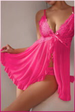 Fuşya Fantezi Seksi Babydoll Gecelik Takımı PS0035P