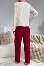 Kadın Bordo Pamuklu Kalp Desenli Pijama Takımı 7107.6.S