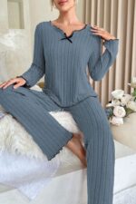 Kadın Mavi Pamuklu Pijama Takımı 7111.53.S