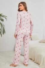 Kadın Pembe Çiçek Desenli Pijama Takımı 7131.56.S
