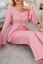 Kadın Pembe Pamuklu Fioynklu Pijama Takımı 7141.56.S