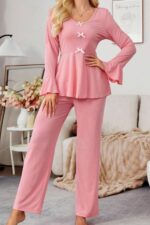 Kadın Pembe Pamuklu Fioynklu Pijama Takımı 7141.56.S