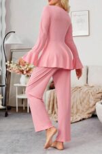 Kadın Pembe Pamuklu Fioynklu Pijama Takımı 7141.56.S