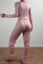 Kadın Pembe Pembe Fiyonk Detaylı Kalpli Pijama Takımı 7171