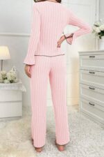 Kadın Pembe Uzun Kollu Pamuklu Pijama Takımı 7103