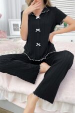 Kadın Siyah Pamuk Pijama Takımı 7121.1.S