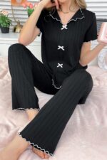 Kadın Siyah Pamuk Pijama Takımı 7121.1.S