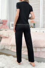 Kadın Siyah Pamuk Pijama Takımı 7121.1.S