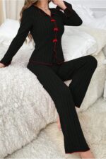Kadın Siyah Pamuklu Pijama Takımı 7143.1.S