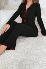 Kadın Siyah Pamuklu Pijama Takımı 7143.1.S