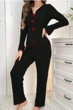Kadın Siyah Pamuklu Pijama Takımı 7143.1.S