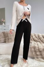 Kadın Siyah Pamuklu Pijama Takımı 7157