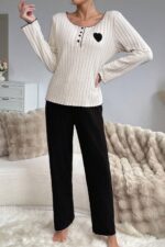 Kadın Siyah Pamuklu Pijama Takımı 7157