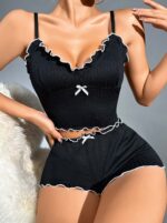 Kadın Siyah Şort Takımı RG836XTPBO