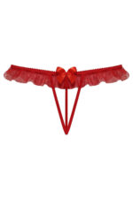 Kırmızı Fantezi Seksi Dantelli Taşlı String 66297KRM