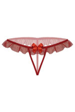 Kırmızı Fantezi Seksi Dantelli Taşlı String 66297KRM
