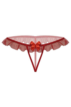 Kırmızı Fantezi Seksi Dantelli Taşlı String 66297KRM