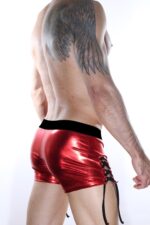 Kırmızı Fantezi Seksi Deri Görünümlü Erkek Boxer