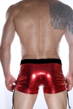 Kırmızı Fantezi Seksi Deri Görünümlü Erkek Boxer