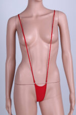 Kırmızı Fantezi Seksi Transparan Tül Büyük Beden String Tanga Body