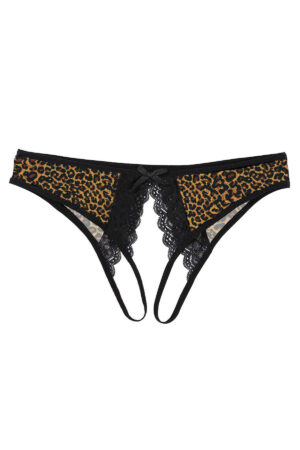 Leopar Desenli Fantezi Seksi Özel Bölgesi Açık String 66280LEO