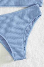 Mavi Fitilli Yüksek Bel Bikini Takımı