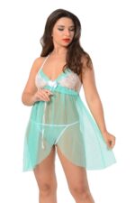 Mint Yeşili Fantezi Seksi Dantelli  Babydoll Takımı