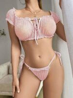 Pembe Fantezi Seksi Büstiyer Takımı QPEVUV89OY