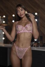 Pembe Fantezi Seksi Dantelli Sütyen Takımı ERPFMQHVNU