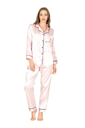 Pudra Biyeli Saten Pijama Takımı