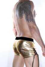 Sarı Fantezi Seksi Deri Görünümlü  Erkek Boxer