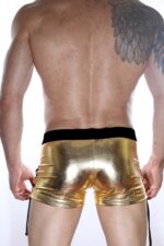Sarı Fantezi Seksi Deri Görünümlü  Erkek Boxer