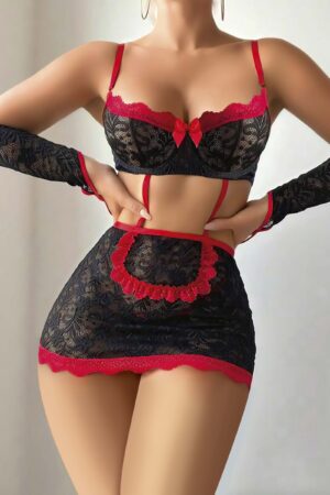 Siyah Fantezi Seksi Dantelli Hizmetçi Kostümü BOUA0JG6QT