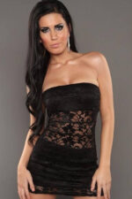 Siyah Fantezi Seksi Dantelli Mini Elbise TP101414